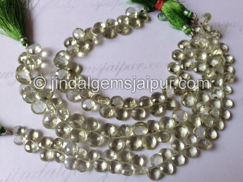 Green Amethyst Faceted Coin Shape Beads